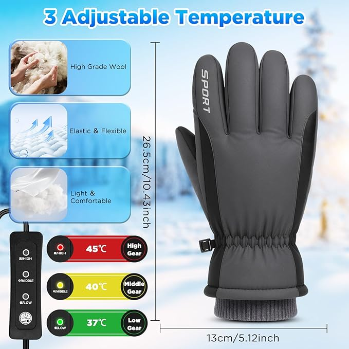 Anpress USB Heated Gloves for Men Women Touchscreen