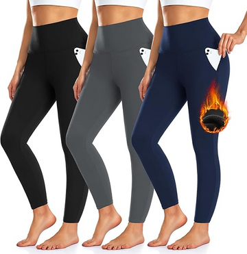 Pack Fleece Lined Leggings Women with Pockets